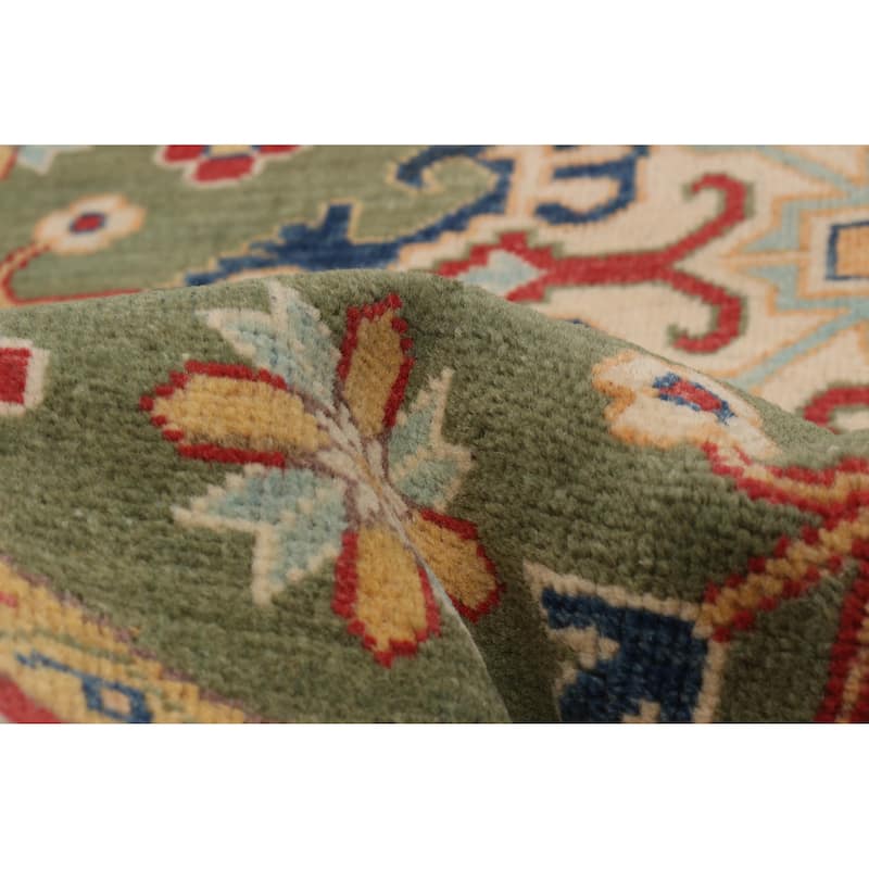 ECARPETGALLERY Hand-knotted Uzbek Ghazni Olive Wool Rug - 4'11 x 4'11