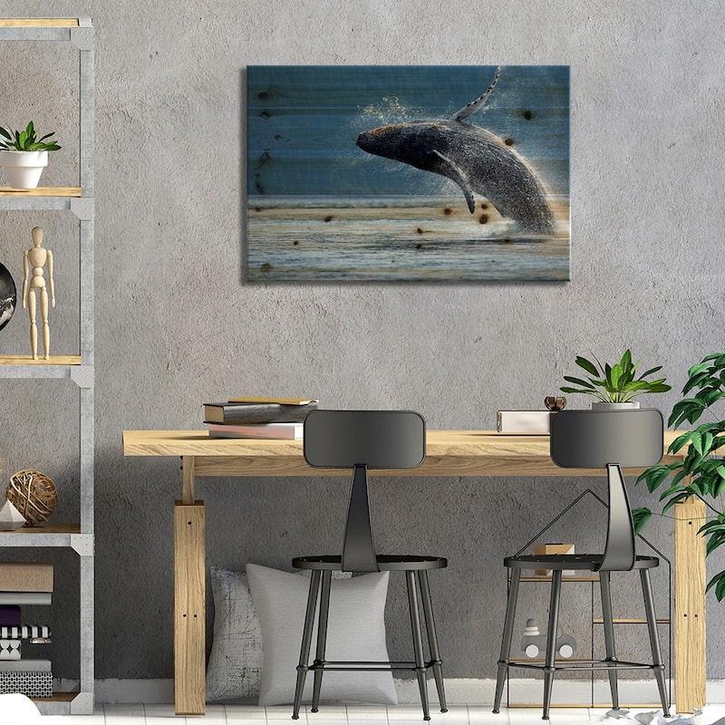 Breaching Humpback Whale, Chatham Strait, Alaska, USA Print On Wood by Paul Souders - Multi-Color