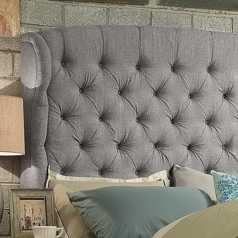 Moser Bay Furniture Feliciti Tufted with Wings Upholstery Headboard, Queen Size, Grey