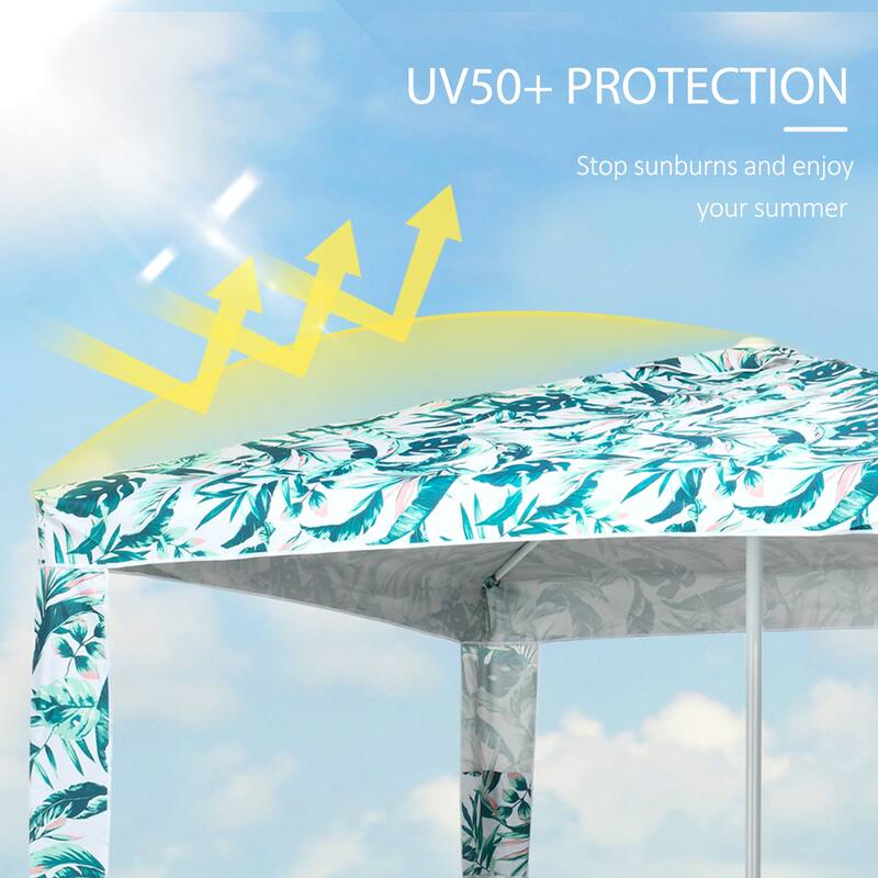 Beach Cabana Canopy Umbrella, 6.5' Easy-Assembly Sun-Shade Shelter with Sandbags and Carry Bag, Cool UV50+ Fits Kids & Family