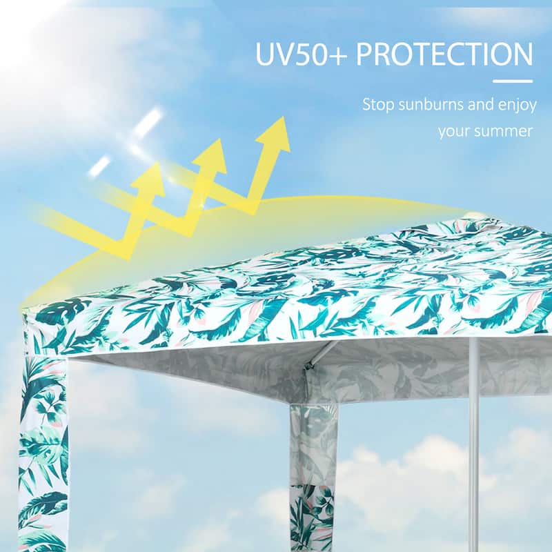 Quick Beach Cabana Canopy Umbrella, 6.5' Easy-Assembly Sun-Shade Shelter with Sandbags and Carry Bag, Cool UV50+