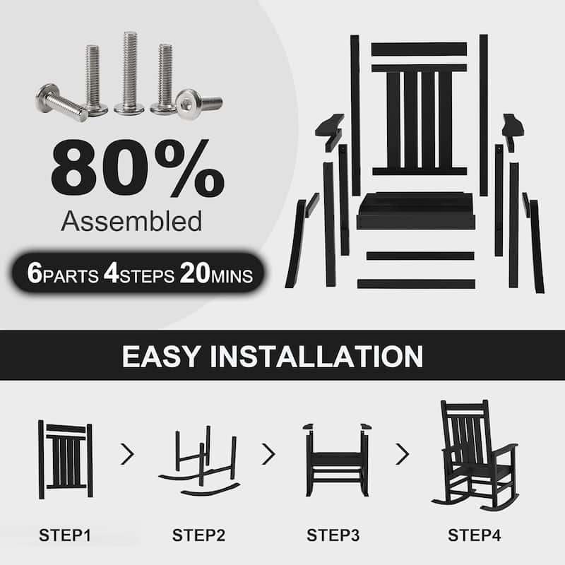 Patio High Back Porch Rocking Chair for Outside - 1PC