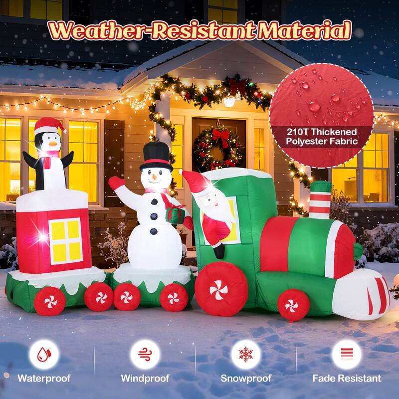 Costway 11.5 FT Christmas Inflatables Train with Snowman Penguin - as pic shows - See Details
