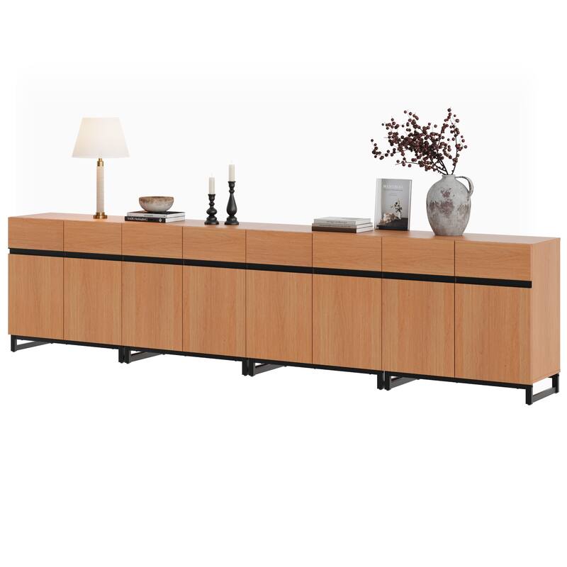 WAMPAT 4 in 1 Multifunctional Sideboard Buffet Cabinets, Modern Sideboard with Adjustable Shelves, Accent Storage Cabinet Table