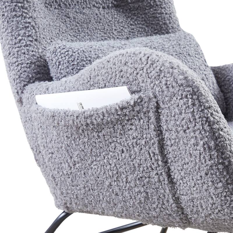 Fabric Nursery Rocking Chair with High Back & PU Foam Cushion