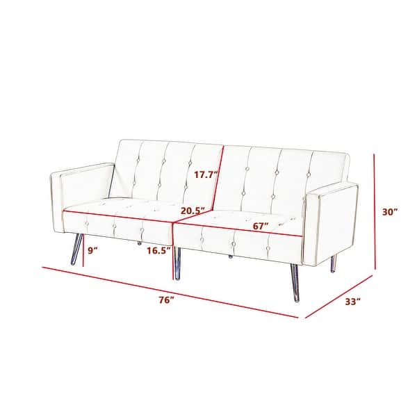 Modern Loveseat Sofa Bed Velvet Upholstered Converts Folding Futon Sofa