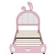 preview thumbnail 8 of 16, Twin Size Upholstered Platform Bed with Rabbit Shaped Headboard