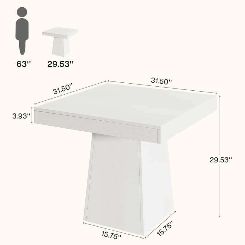 31.5-Inch Square Dining Table for 4, Farmhouse Kitchen Table for Dining Room - 31.5"D x 31.5"W x 29.53"H