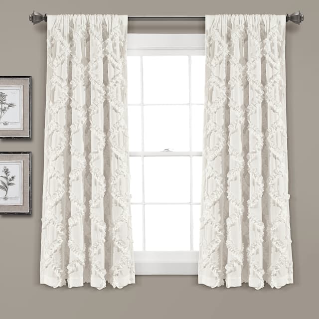 Lush Decor Ruffle Diamond Curtain Panel Pair - 52" W x 63"L - White