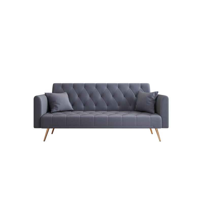 2 Seater Couch with Adjustable Backrest, Convertible Sleeper Sofa Bed for Living Room, Velvet Upholstered Armsofa
