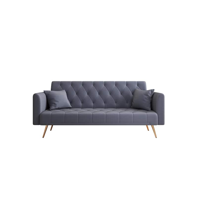 Tufted Grey Upholstered Convertible Double Folding Sofa Bed - 19.00 x 71.00 x 30.00