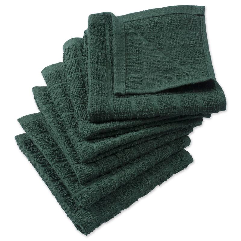 DII Solid Windowpane Terry Dishcloth Set of 6 - Dark Green
