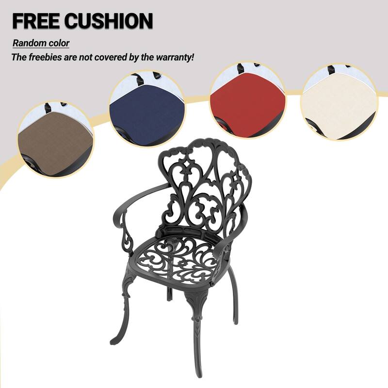 Elegant Cast Aluminum Patio Dining Chair Set with Cushions