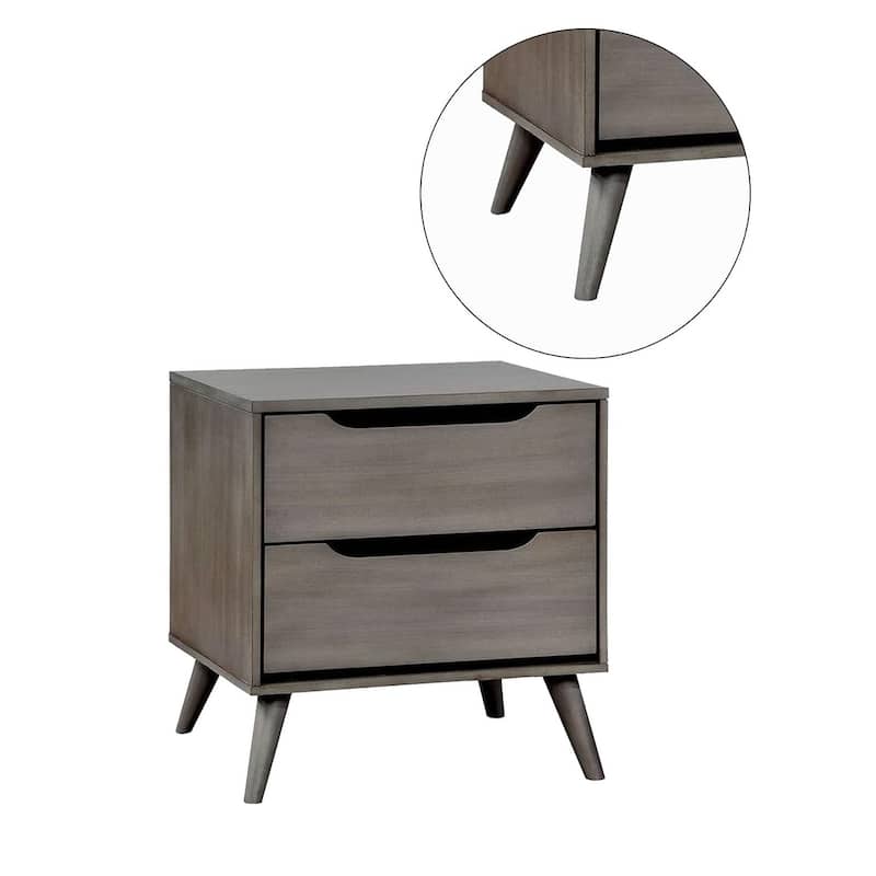 Nightstand with 2 Drawers, Bedroom Coffee Table with Round Tapered Legs, Decorative Table with Wooden Tabletop