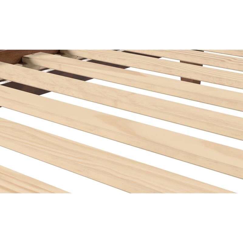 Twin Size Wood Platform Bed with 6.5" Under-Bed Storage and 14-Slat Support System