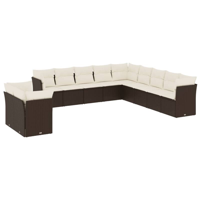vidaXL Outdoor Sofa Set Brown PE rattan Modular UV-resistant materials - 24.4 x 24.4 x 27.2