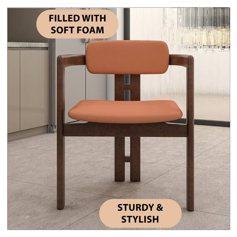 Velo Solid Wood Dining Chair Open Back Modern Accent Side Armchair