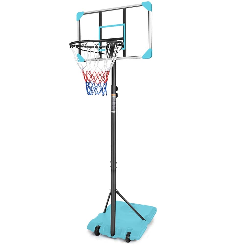 Roomfitters Portable Basketball Goal System with Stable Base and Wheels, Adjustable Height 5.6-7ft for Indoor Outdoor