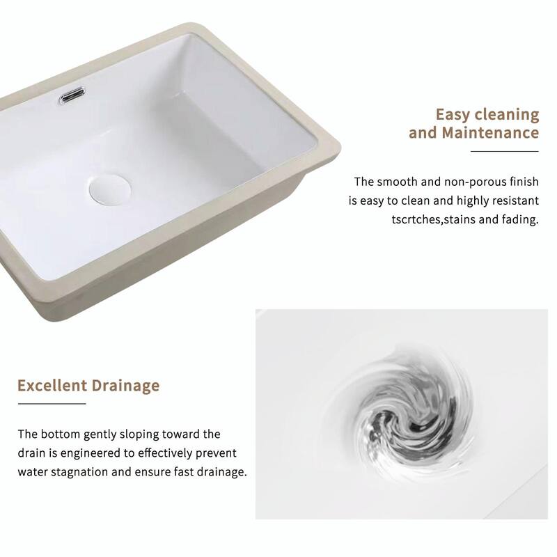 Eridanus Undermount Kitchen Sink - White Ceramic Sink, Deep Single Bowl (Without Bottom Grid and Strainer Drain