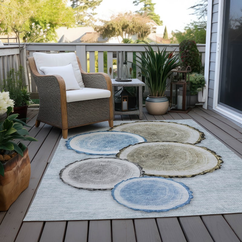 Machine Washable Indoor/ Outdoor Modern Wood Chantille Rug