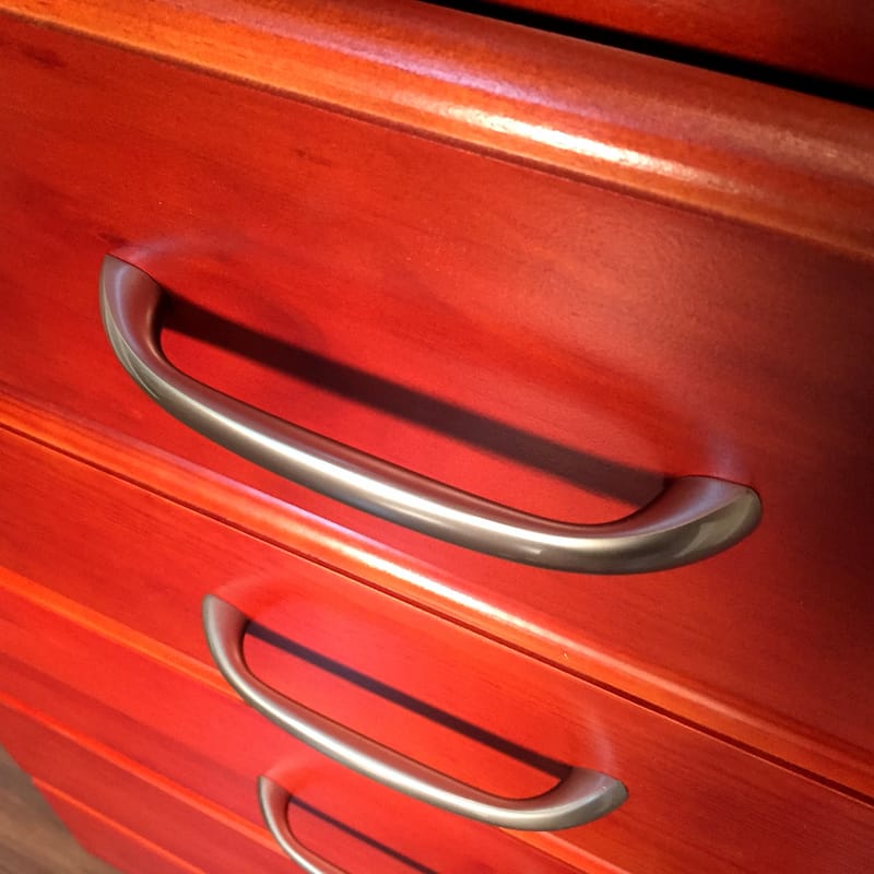 John Louis Home Solid Wood Reach-In Simplicity Closet System with 5-Drawers and Raised Panel Doors Red Mahogany