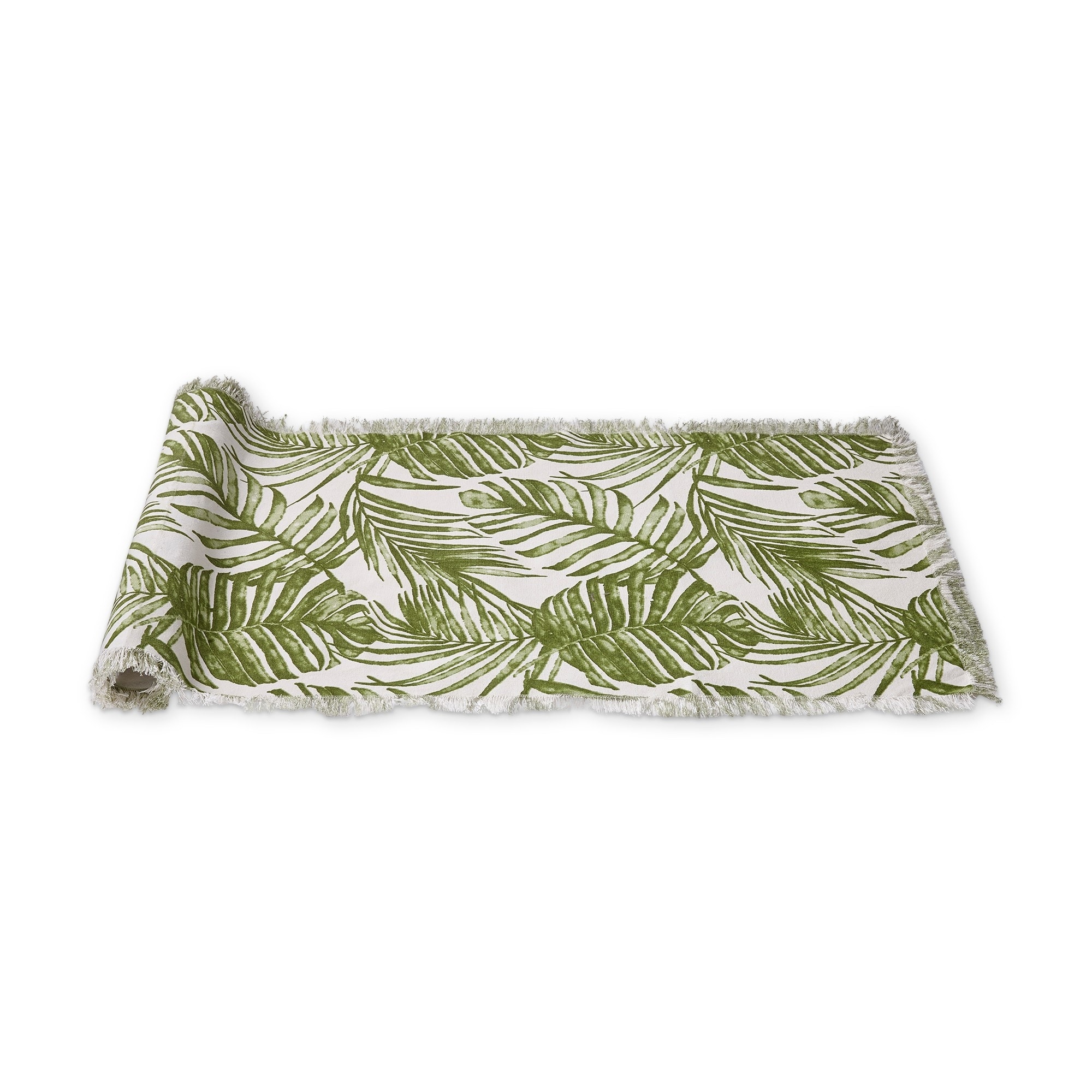 Palm Garden Cotton Table Runner 72" x 18" - Green Multi Summer Design, Machine Washable for Dining Table Decor
