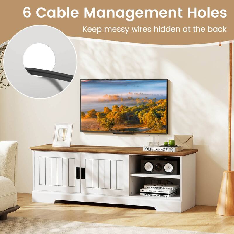 Costway Farmhouse TV Stand for TVs up to 65" with Sliding Doors - See Details