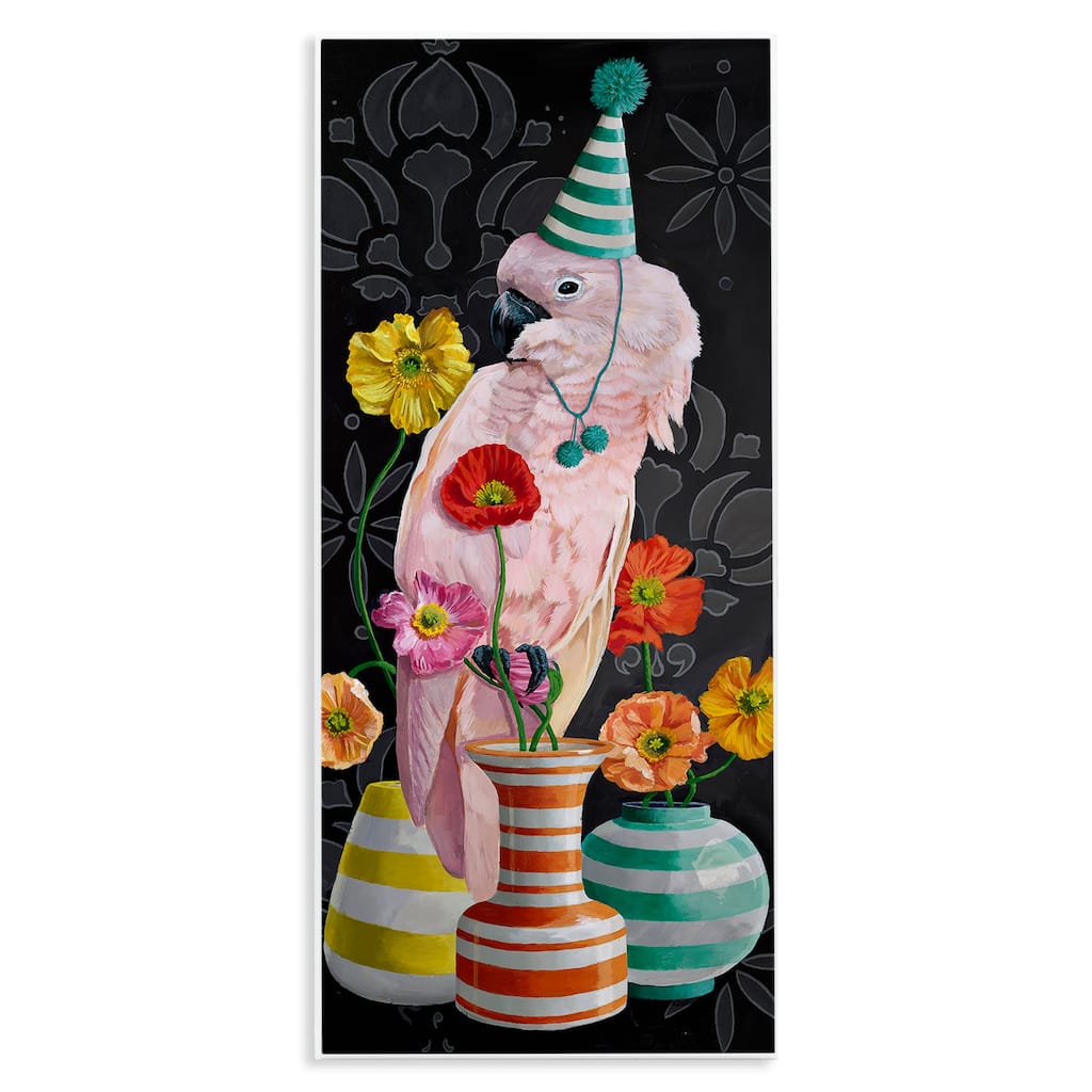 Stupell Cockatoo & Striped Vases Wall Plaque Art Design By Heather Gauthier
