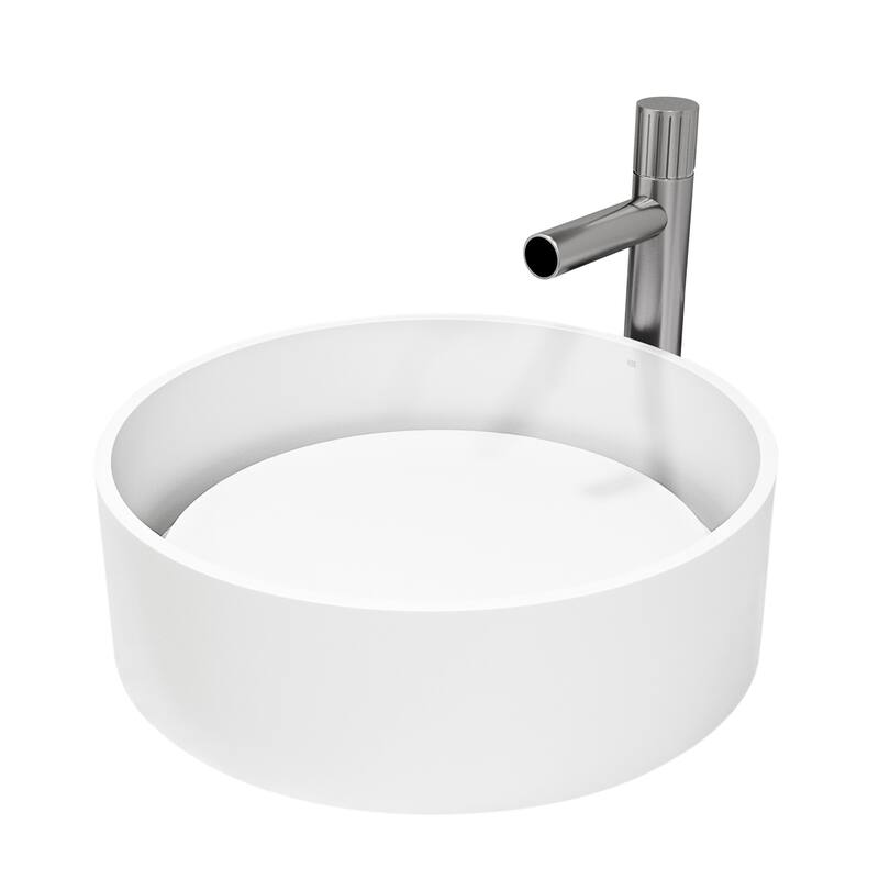 VIGO Anvil 16"L x 16"W MatteStone Vessel Sink and Ashford 11"H Faucet Set