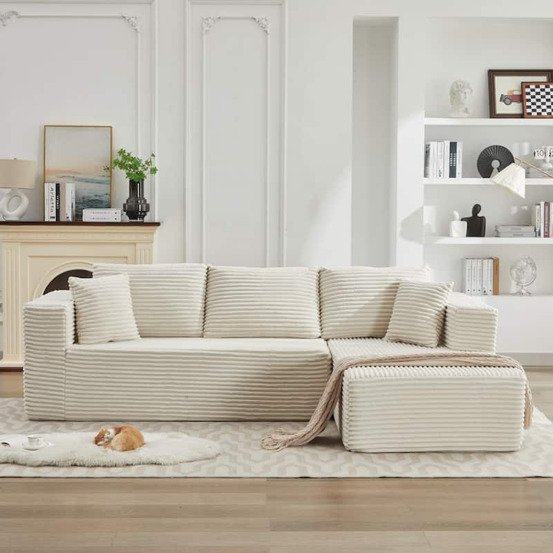 106" Cloud Sectional Couch L-Shape with Left Facing Chaise(Single Seat is not included),Deep Seat Modern Modular Sofa - Beige