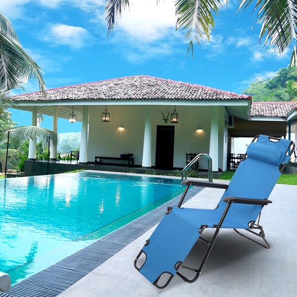 Portable Blue Steel Dual Purposes Extendable Folding Reclining Chair. Opens flyout.