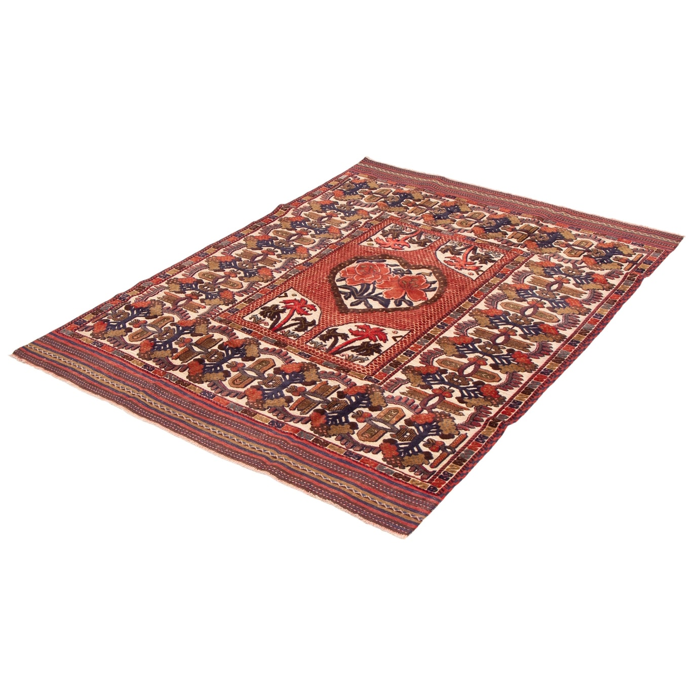 ECARPETGALLERY Hand-knotted Tajik Caucasian Dark Red Wool Rug - 6'3 x 8'4