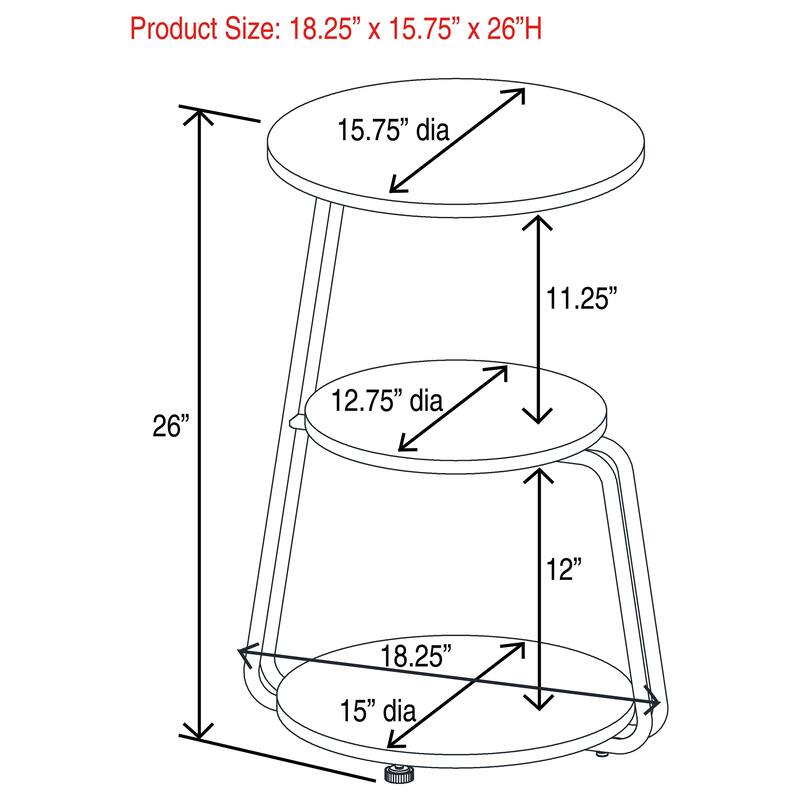 Hilly 3-tier Round Accent Side Table White and Black