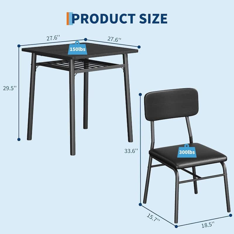 Kitchen Dining Table for 2 with Storage Rack Set for Small Space, Apartment
