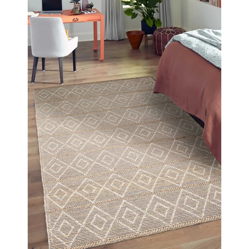 ECARPETGALLERY Braid weave Sienna Tan Wool Rug - 4'11 x 7'10