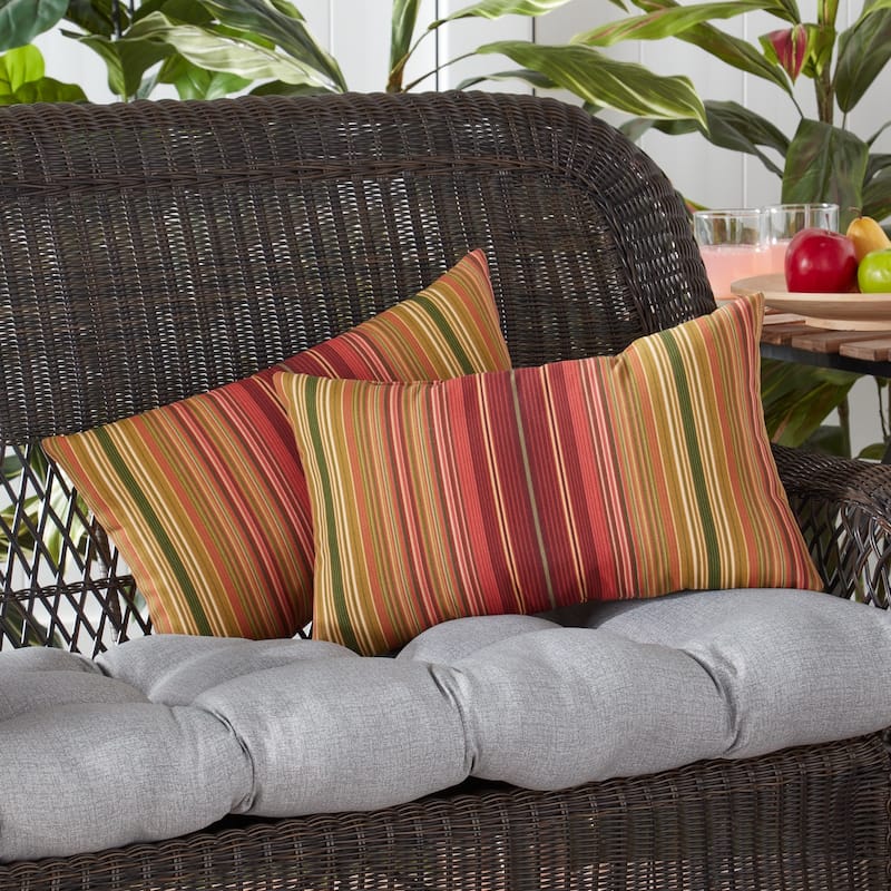 Kinnabari Stripe Outdoor Rectangle Toss Pillows (Set of 2)
