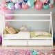 preview thumbnail 1 of 7, Twin Size House Platform Bed with Two Storage Drawers White