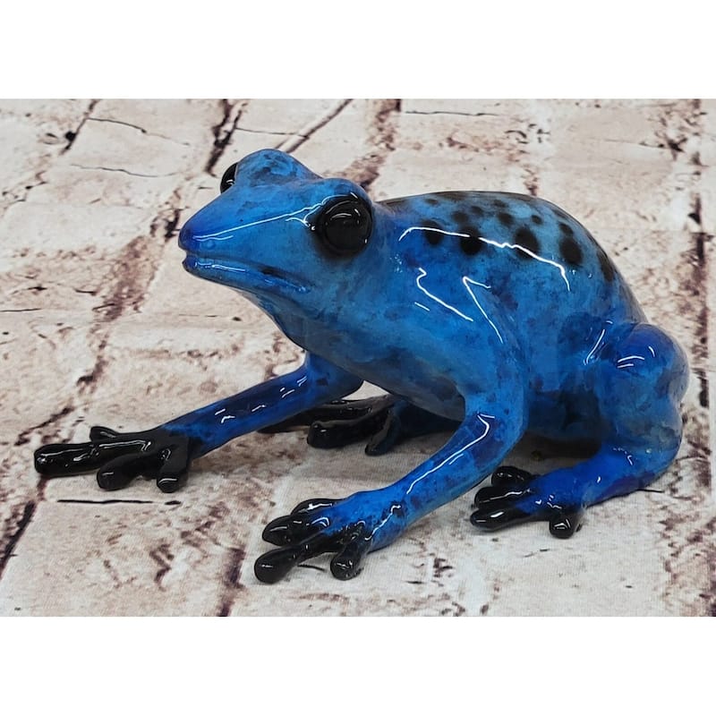 Blue Poison Dart Tree Frog Bronze Metal Figurine Sculpture Signed Original Art