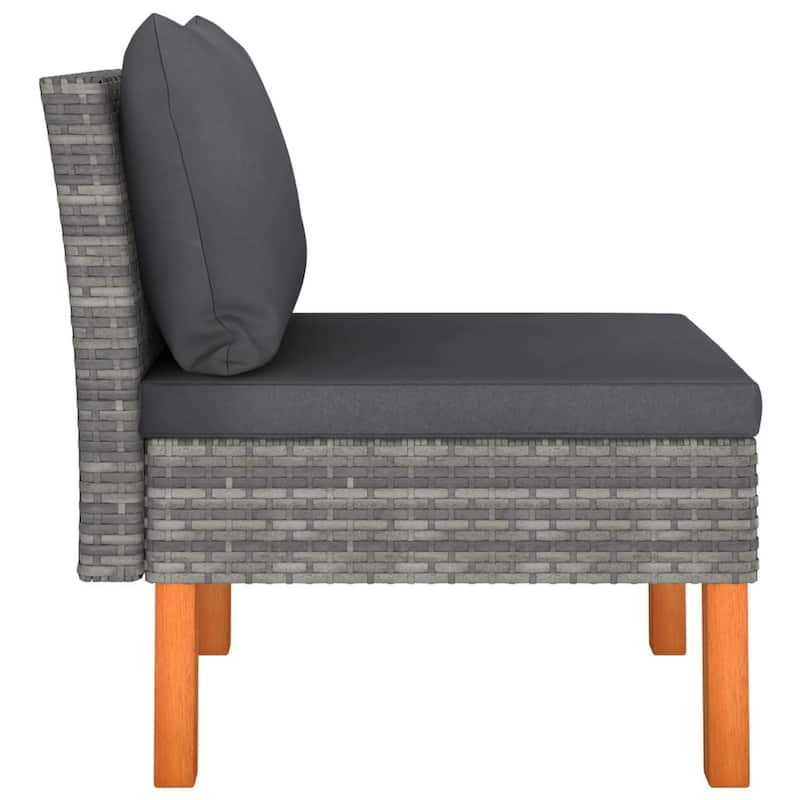 Feno 2pc Outdoor Modular Loveseat Sofa, Dark Gray Fabric, Poly Rattan