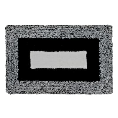 Microfibre Border Bath Mat (Black) (20 X 32)