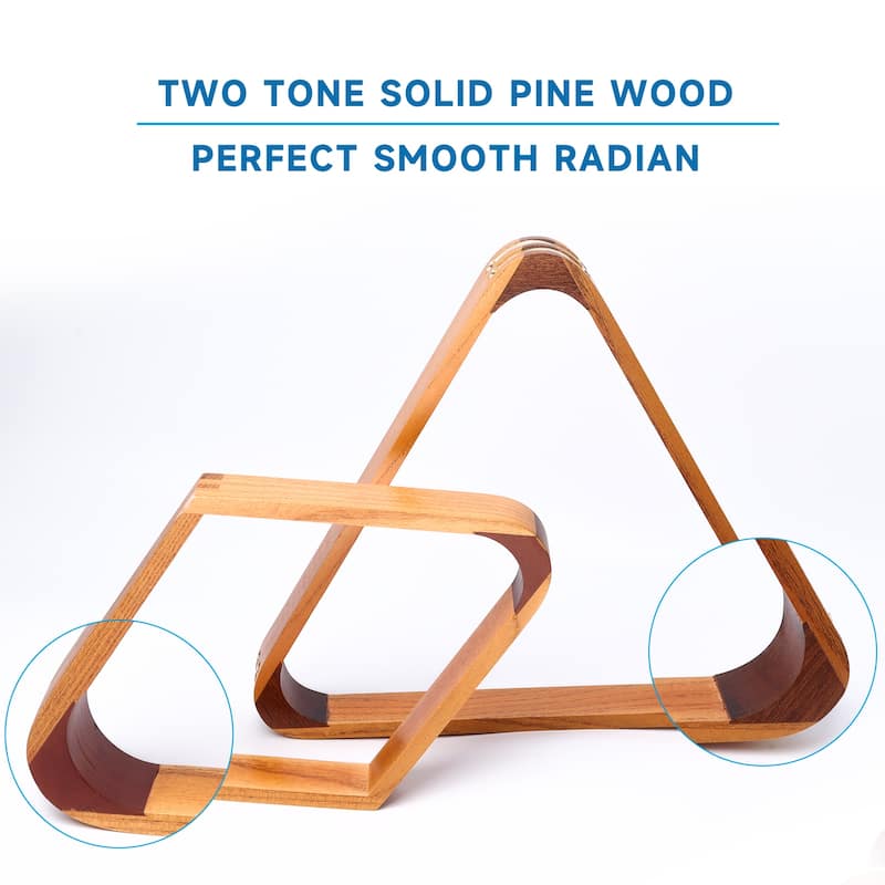 GSE™ 2-Tone Oak Solid Wood Billiard 8-Ball Triangle/9-Ball Diamond Pool Ball Racks for 2-1/4" Pool Balls