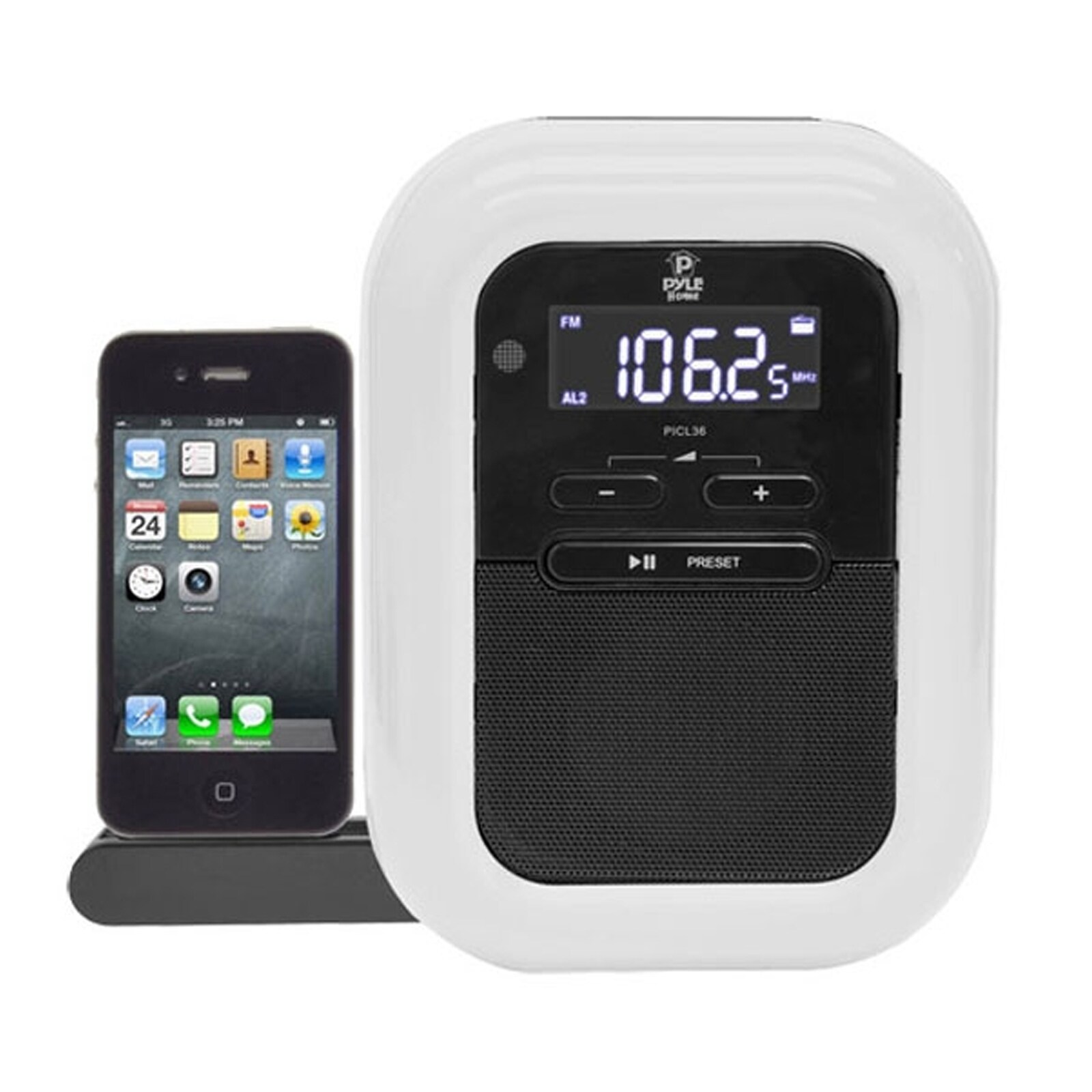 Pyle Clock Radio Ipod Iphone Docking Station W Fm Receiver Dual Alarm Clock Overstock 16139742