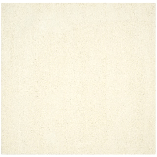SAFAVIEH Laguna Shag Verdiana Solid Color 2-inch Thick Shag Rug - 6'7" Square - Ivory