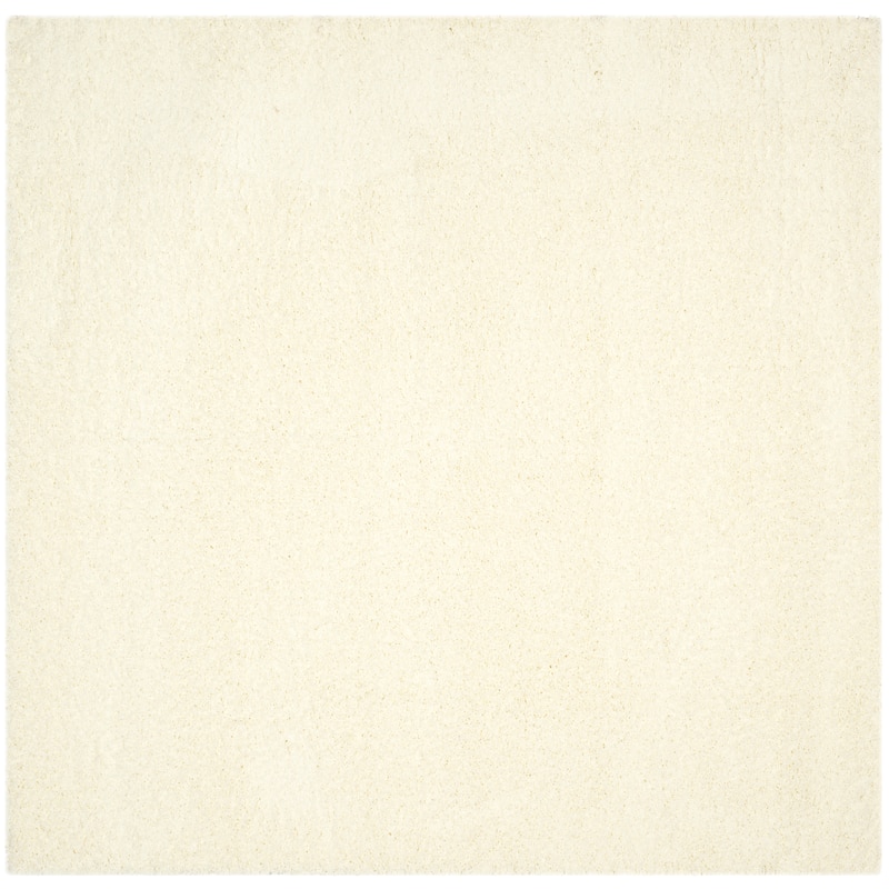 SAFAVIEH Laguna Shag Verdiana Solid Color 2-inch Thick Rug. - 6'7" Square - Ivory - Square
