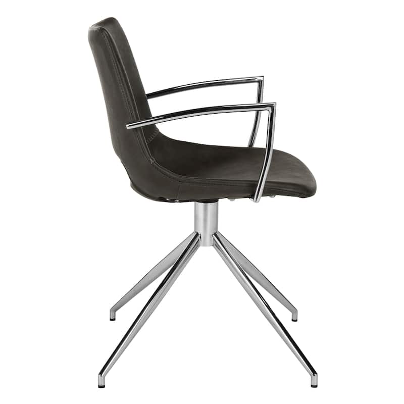 SAFAVIEH Bernadette Mid-Century Modern Leather Swivel Office Arm Chair - 22" x 22" x 31.9" - 22Wx22Dx32H