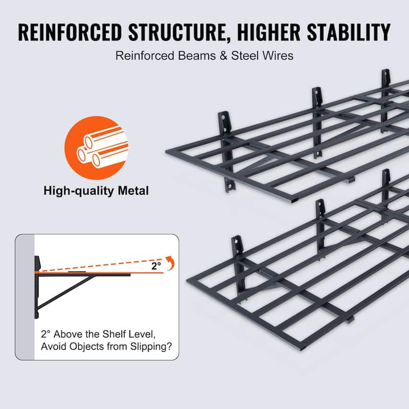 Garage Storage Shelving, 2 Pack, 6 x 2 ft Heavy Duty Garage Shelves Wall Mounted, 1600 lbs Load Capacity(Total) - 6 x 2 ft