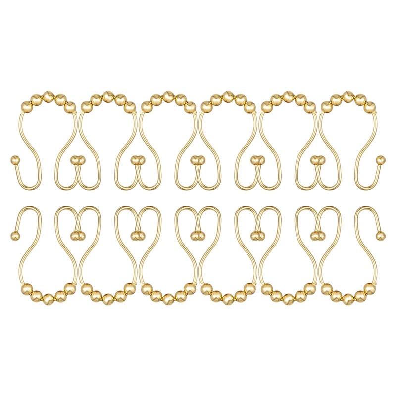 Utopia Alley Double Roller Ball Stainless Steel Shower Curtain Hooks Rings, Set of 12