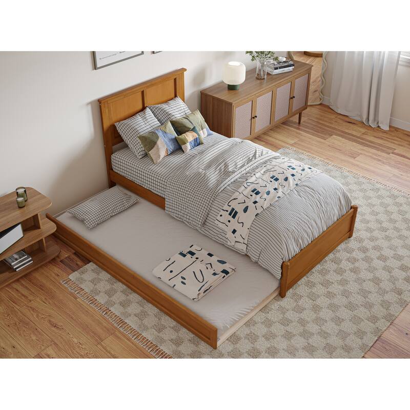 Felicity Platform Bed with Panel Footboard and Twin XL Trundle