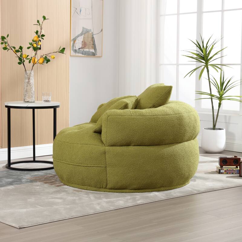 Chenille Sponge Single Sofa, Oversized Round Accent Chair Sleeper Couch Chaise Lounges for Living Room Bedroom Projection Room