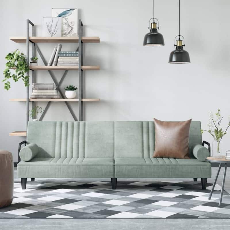 vidaXL Sofa Bed with Armrests Couch Recliner Loveseat Folding Daybed Velvet - 80.7" x 35" x 27.6" - Light gray